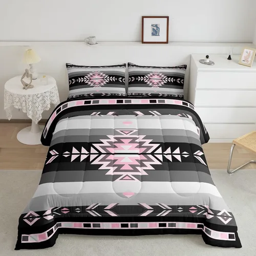 Miniatura 49 de Feelyou Juego de edredón geométrico del suroeste para niños y niñas, edredón nativo del suroeste, tamaño individual, juego de ropa de cama