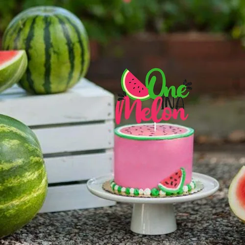 Miniatura 5 de Decoración para pastel de sandía con purpurina One in a Melon, decoración de fiesta infantil con temática de sandía, suministros de fiesta para baby