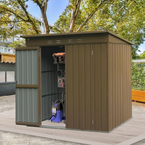 Miniatura 14 de Domi - Cobertizo de almacenamiento de 5 x 3 pies, cobertizos de metal y espacio libre con puerta con doble cerradura, cobertizo pequeño para jardín
