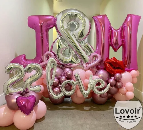 Miniatura 5 de Lovoir Globos grandes de 40 pulgadas de color rosa intenso con la letra H de gran tamaño, globo de helio de aluminio de Mylar para decoración