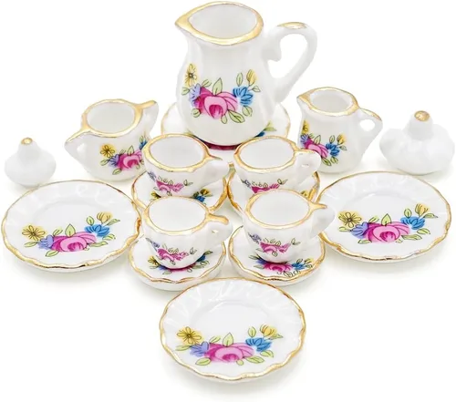 Miniatura 13 de Odoria 1:12 Miniatura 15pcs porcelana azul Chintz taza de té Set (azul)