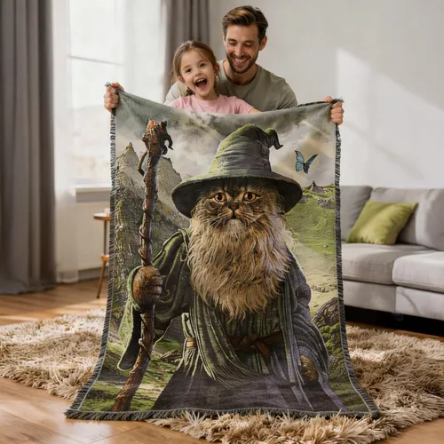 Pure Country Weavers Manta Catdalf de Vincent HIE – Parodia de la película El Señor de los Anillos – Lindo y divertido tapiz manta de regalo tejido