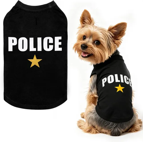 Miniatura 20 de BINGPET Camisas de Perro Policía, Camiseta de Perro Suave de Algodón, Traje Transpirable y Ligero para Perro Camiseta Sin Mangas Chaleco, Ropa