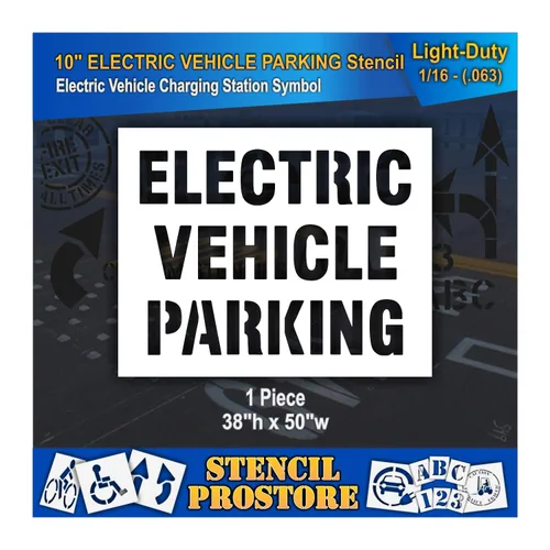 Plantillas de pavimento – 10 pulgadas – Plantilla de estacionamiento eléctrico para vehículos – 38 x 50 x 1/16 pulgadas (63 mil) – Ligero