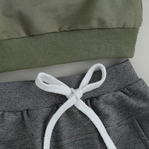 Miniatura 131 de Conjunto de 2 piezas de sudadera de manga larga con cuello redondo y pantalones casuales para bebés y niños pequeños