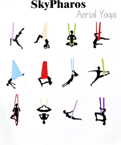 Miniatura 7 de Juego de columpio de yoga de seda aérea de 5.5 yardas - Kit de hamaca de yoga aérea antigravedad volador para fitness, tela de tricot de nailon