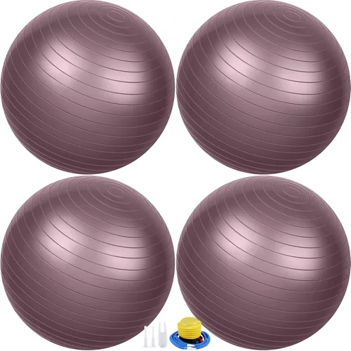 Miniatura 19 de Leyndo 4 pelotas de ejercicio de yoga de 26 pulgadas, para pilates, embarazo, parto, fitness, con bomba rápida, antiestallido, para mejorar