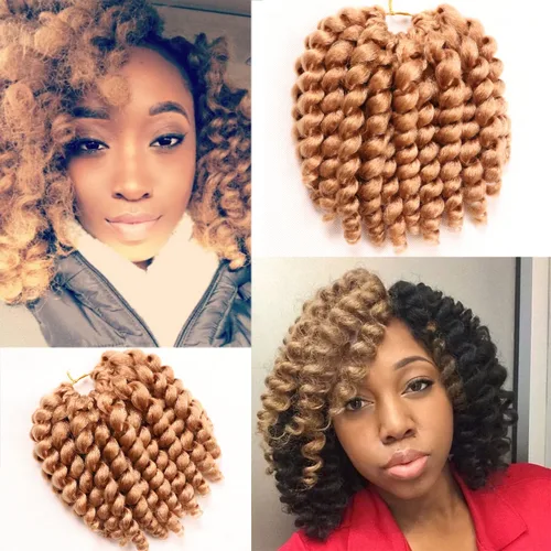 Miniatura 42 de Cabello de ganchillo Jamaicano Bounce, paquete de 4 paquetes de 6 pulgadas, varita de pelo rizado de ganchillo para mujeres negras