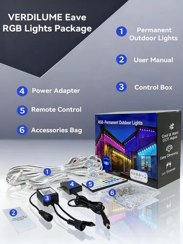Miniatura 9 de Luces permanentes para exteriores de 300 pies, iluminación inteligente RGB para casa, IP67 impermeable LED luces exteriores con aplicación/control