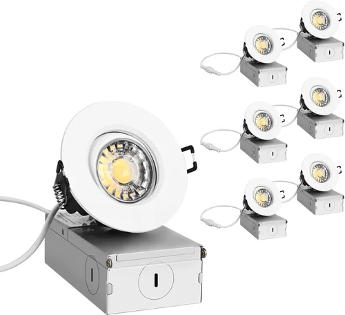 Miniatura 12 de ZYC Iluminación LED empotrable pequeña de 2 pulgadas, paquete de 6 unidades, cardán empotrado negro sin lata, foco giratorio limitado, regulable, 5