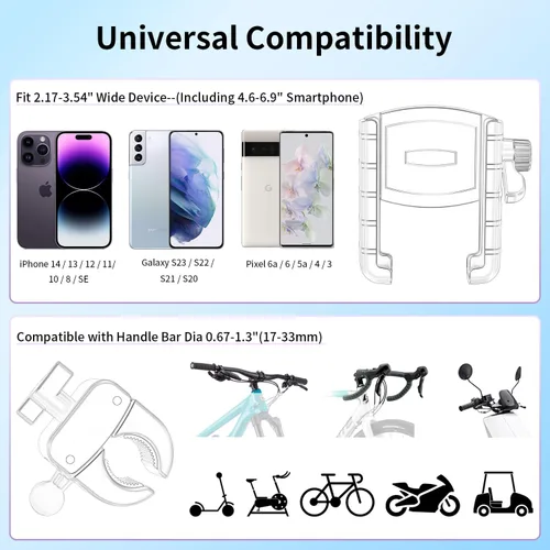 Miniatura 5 de Soporte de teléfono para bicicleta, [compatible con cámara] Soporte de teléfono de motocicleta para scooter eléctrico, montaña, moto de cross
