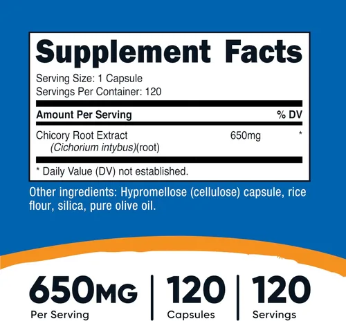Miniatura 2 de Nutricost Raíz de achicoria de 650 mg por cápsula - 120 cápsulas a base de plantas, sin OMG, sin gluten