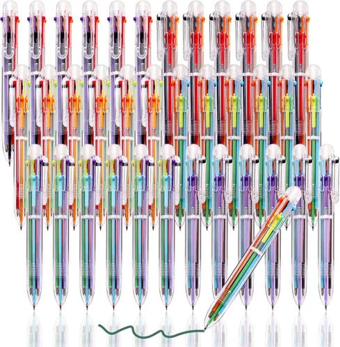 JPSOR Paquete de 36 bolígrafos multicolor 6 en 1, bolígrafos divertidos, favoritos para fiestas, bolígrafo de cañón transparente de 6 colores 0.5mm