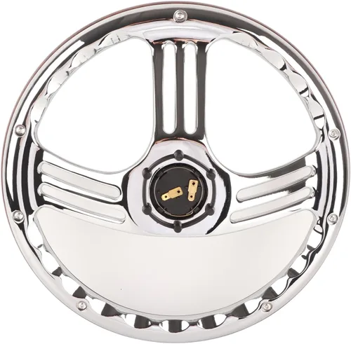 Miniatura 5 de EVGATSAUTO Volante de 13.780 in (14 pulgadas) de agarre de grano de madera oscura - Volante de 6 pernos cromado de 3 radios estilo vintage, ajuste