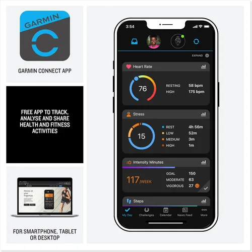 Miniatura 6 de Garmin Venu 3S (reacondicionado) Reloj inteligente con bisel de acero inoxidable dorado suave de 1.2 pulgadas, pantalla táctil AMOLED con caja rosa