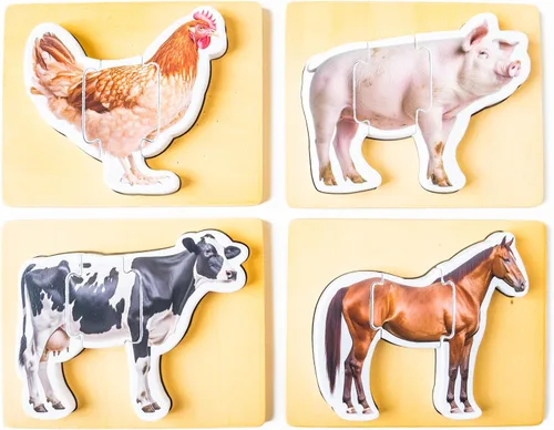 Miniatura 7 de Rompecabezas de madera Montessori de animales para niños de 2 años en adelante, rompecabezas realista con forma de animal de safari grueso - Juguete