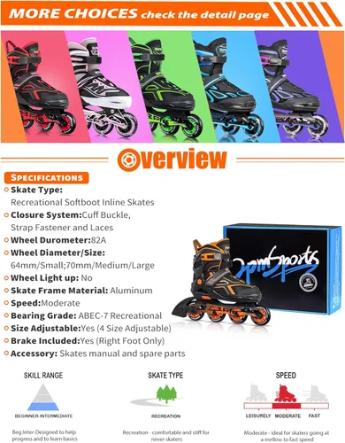 Miniatura 6 de 2PM SPORTS - Patines en línea ajustables Torinx verde para niños, patines divertidos para principiantes para niños, jóvenes, niñas, hombres y mujeres