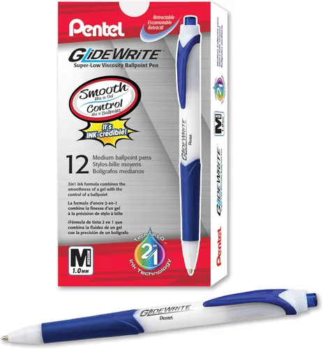 Miniatura 12 de Pentel GlideWrite - Bolígrafo con tinta TechniFlo (³/₆₄ pulgadas), trazo medio, tinta surtida, paquete de 6 (BX910BP6M)