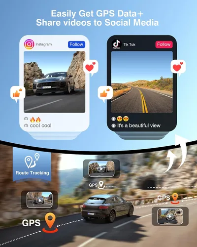 Miniatura 7 de Cámara de tablero frontal y trasera, cámara de tablero de grabación 4K+2K para automóviles, visión nocturna con WDR, gran angular de 170°, WiFi dual