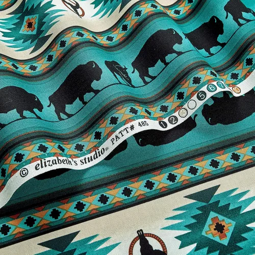 Miniatura 2 de Tucson Buffalo Stripe Turquoise, Fabric by the Yard Turquesa