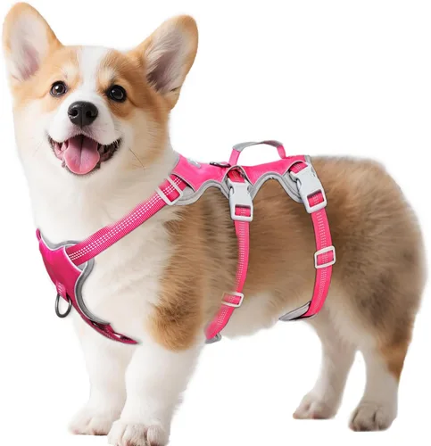 Miniatura 28 de Huntboo Arnés para perro a prueba de escape, arnés reflectante con mango acolchado, transpirable, duradero, chaleco ajustable para perros medianos