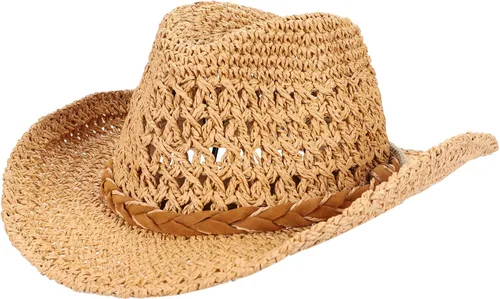 Sombrero de vaquero de paja sombrero de sol vaquera de verano Panamá con correa para la barbilla hombres mujeres sombrero viaje al aire libre