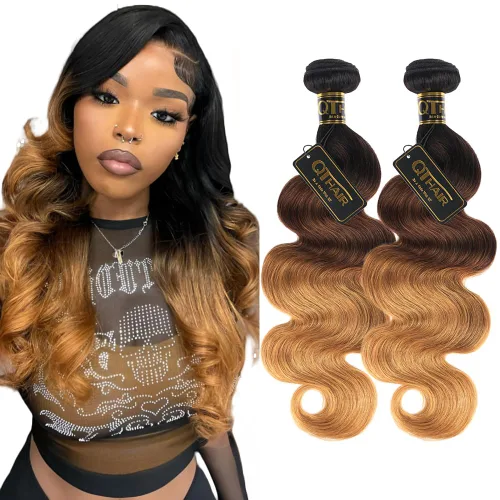 Miniatura 20 de QTHAIR Extensiones de cabello humano brasileño ondulado de grado 18A #613 con cierre de encaje HD 4x4