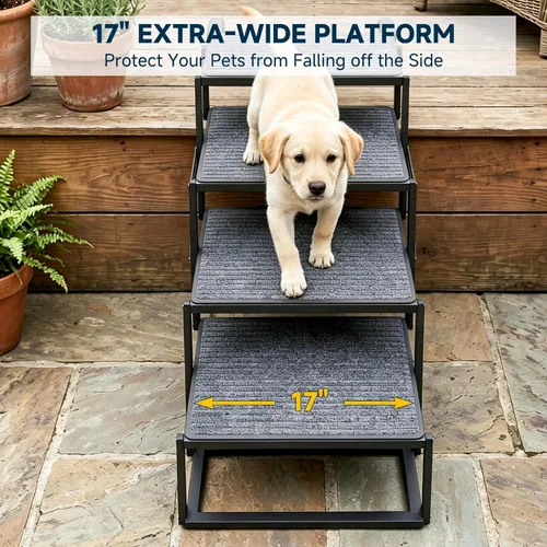 Miniatura 7 de DoCred Rampa para perros para automóvil, escalones plegables para perros con superficie antideslizante, escaleras para perros para automóviles