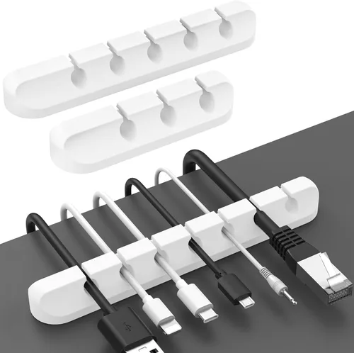 Miniatura 12 de AhaStyle Clips para cables, paquete de 3 soportes para cables, organizador de cables, autoadhesivo, para organizar el escritorio, cable USB, mesita