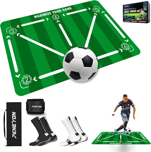 Miniatura 14 de Soccer Training Equipment,Soccer Training Mat Improve Strength,Agility and Coordination,Anti-Slip Silent Absorption Soccer Footwork Training
