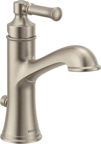 Moen 6803BN Dartmoor - Grifo para lavabo de baño con una sola manija con placa opcional, níquel cepillado, 1 unidad (paquete de 1)