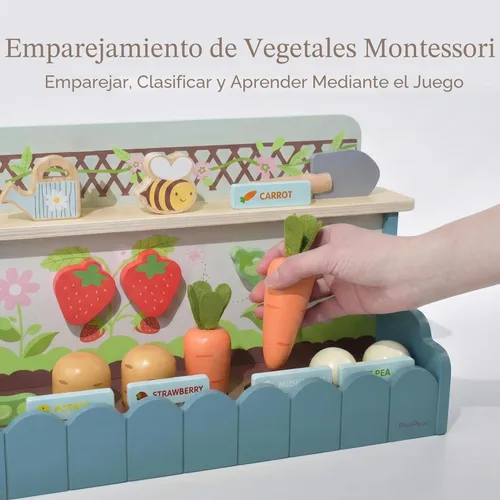 Miniatura 2 de PairPear Juego de juguetes de set de jardín de flores, juguetes de madera para niños pequeños, juego de comida para niñas y niños de 3 años