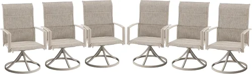 Miniatura 47 de VICLLAX Juego de 2 sillas de comedor giratorias para patio, sillas de exterior de tela de malla de textileno acolchada con reposabrazos para porche