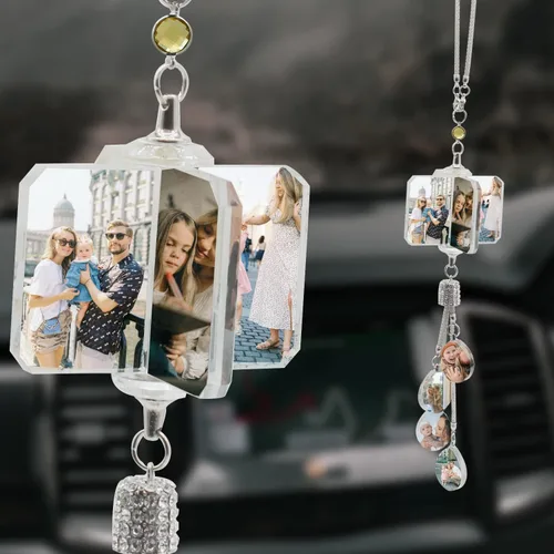 Miniatura 12 de AIFLM Adornos Personalizados de Foto de Cristal para Colgar en Coche Adornos Personalizados Estéticos para Espejo Adornos Personalizados