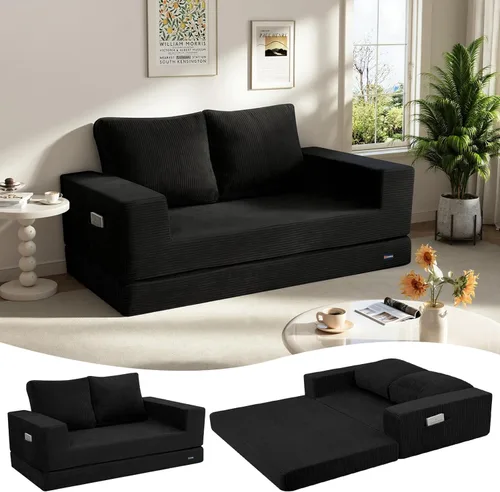 Miniatura 49 de COMAX Sofá cama futón, sofá cama convertible 4 en 1, sofás deshuesados para sala de estar, sofá biplaza plegable pequeño plegable que ahorra Gris