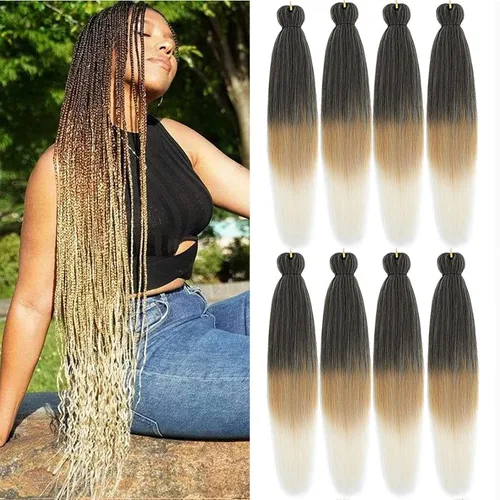 Miniatura 9 de Liang Dian Cabello Trenzado Preestirado Ombre de 12 Pulgadas, 8 Paquetes de Trenzas de Ganchillo Sintéticas, Ajuste con Agua Caliente, Extensiones