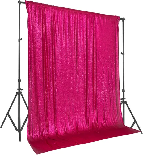 Miniatura 41 de PartyDelight - Fondo de lentejuelas rosa intenso de 6 pies x 8 pies para fotografía, cortina de bodas y eventos especiales Rosa encendido
