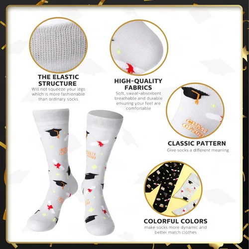 Miniatura 3 de 2 pares de calcetines de clase de 2022, regalo de graduación novedoso para mujeres y hombres, graduados, unisex, felicitaciones, graduados