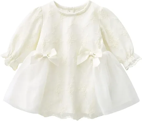 Miniatura 65 de Vestido de otoño de manga larga para niña pequeña, vestido de encaje con flores, boda, primer cumpleaños, bautizo, vestido con sombrero