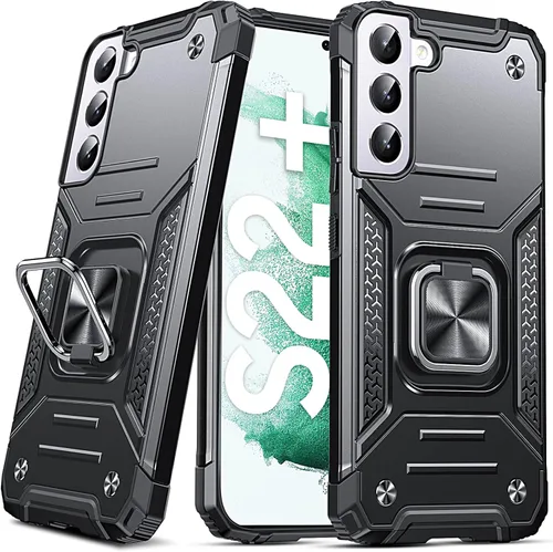 Miniatura 46 de Anqrp Funda para Galaxy S22 Ultra, Funda Protectora de Teléfono de Grado Militar con Soporte Plegable de Anillo de Metal Giratorio