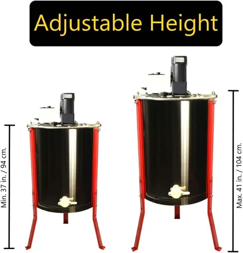 Miniatura 4 de Good Land Bee Supply HE4MOT 4 Marco Apicultura 304 Tambor de acero inoxidable Honey Motorizado Extractor con soporte - Eléctrico 110V