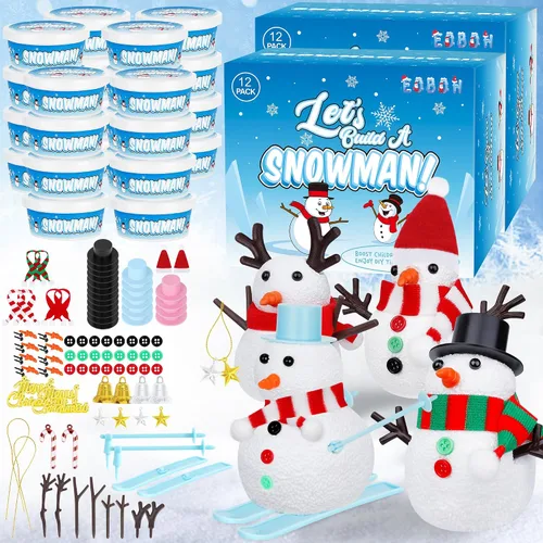 EOBOH Paquete de 24 Kits para Construir un Muñeco de Nieve, Manualidades DIY de Muñeco de Nieve de Navidad para Niños al Por Mayor, Kit de Muñeco de
