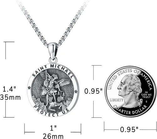Miniatura 2 de Eusense Saint Necklace Sterling Silver 925 Protection Jewelry for Men Women Patron St Medals Amulet Pendant