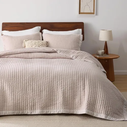 Miniatura 12 de Bedsure Colchas para niños tamaño individual – Juego de ropa de cama individual, edredón de edredón ligero a rayas neutrales, juego de 2 piezas