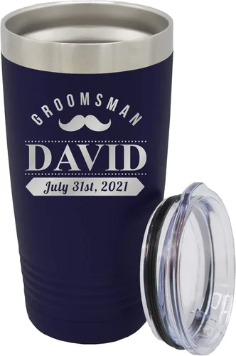 Miniatura 11 de Vaso de padrinos de boda grabado personalizado, taza de acero inoxidable aislada personalizada para padrino de boda, despedida de soltero, boda