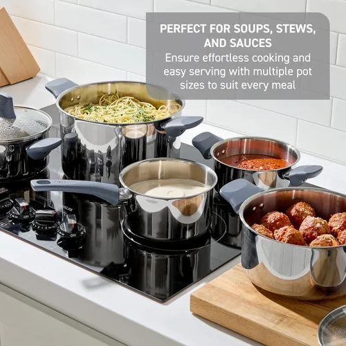 Miniatura 4 de Conjunto de utensilios de cocina T-Fal Essentials de acero inoxidable, 12 piezas, compatible con inducción, apto para horno a 350F, juego de cocina