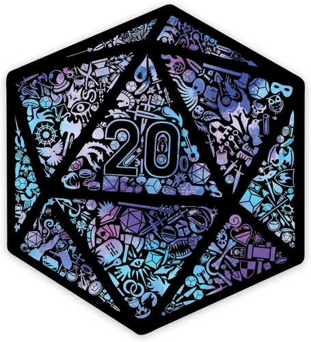 Glassstaff - Calcomanías holográficas de mosaico d20 DND - Calcomanías divertidas de Calabozos y Dragones para hombres y mujeres - Calcomanías