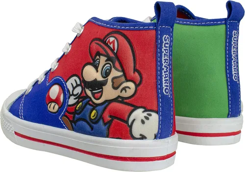 Miniatura 3 de SUPER MARIO Brothers Mario, Luigi, Nintendo - Zapatos deportivos de caña alta y con cordones para niños pequeños, talla 7 a 12