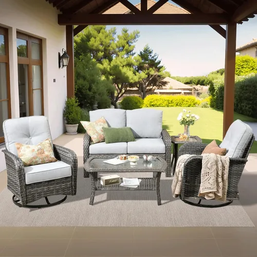 Miniatura 46 de ovios Juego de 2 piezas de muebles para patio, sillas de mimbre para exteriores de 2, sillas de ratán de respaldo alto para todo tipo de clima de 2