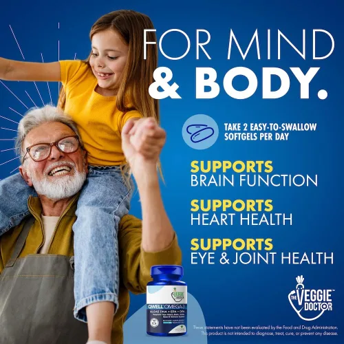 Miniatura 6 de Suplemento de Omega 3 vegano – Omega 3 de algas con DHA EPA DPA – Cápsulas veganas de algas – Alternativa al aceite de pescado – Fórmula de aceite